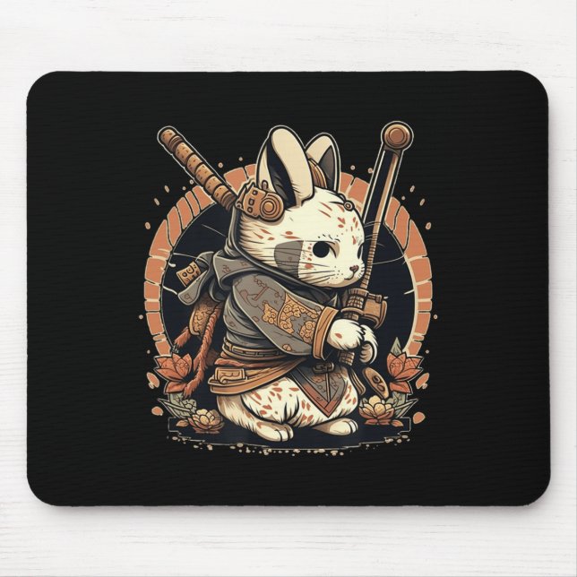 Mousepad Kawaii - Estilo Japonês Samurai Bunny Anime (Frente)