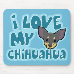 Mousepad Kawaii eu amo meus preto & chihuahua de Tan