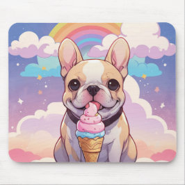 Mousepad Kawaii French BuldoSorvete Rainbow