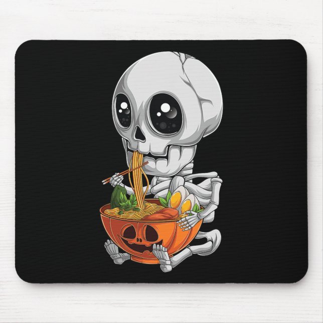 Mousepad Kawaii Japonês Anime Skeleton Halloween Ramen Foo (Frente)