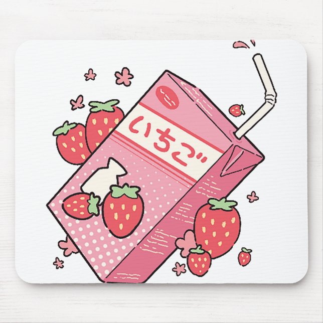 Mousepad Kawaii Japonês Strawberry Juice Box (Frente)