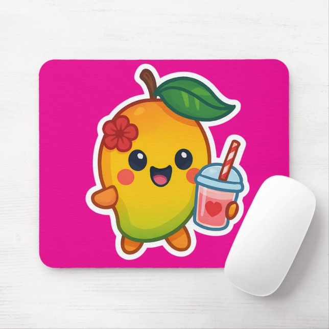 Mousepad Kawaii Mango - Fruta doce com Heart Smoothi (Com mouse)