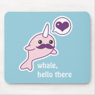 Mousepad Kawaii Narwhal com bigode