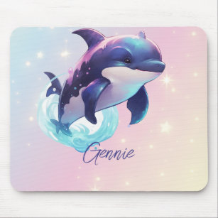 Mousepad Kawaii Orca Killer Whale Personalizou Azul e Rosa