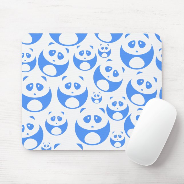 Mousepad Kawaii Panda Baby Blue and WhitePattern (Com mouse)