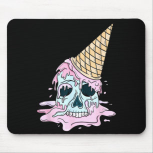 Mousepad Kawaii Pastel Goth Fofo Sorvete Sinistro Caveira