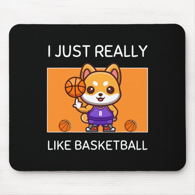 Mousepad Kawaii Shiba Inu, Custa, Eu Gosto Muito De Basketb (Frente)