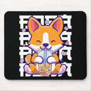 Mousepad Kawaii Shiba Inu Dog Bubble Tea Boba Anime Gifts G