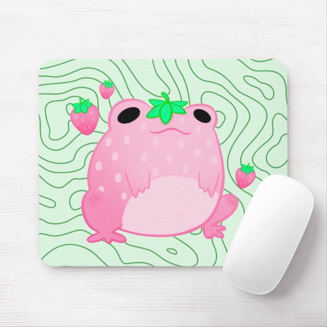 Mousepad Kawaii Strawberry Sapo Sofcore (Com mouse)