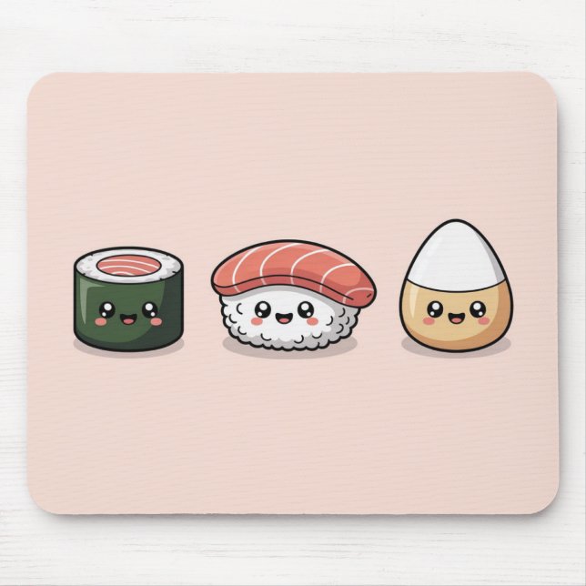 Mousepad Kawaii Sushi Friends Tapete de Rato (Frente)