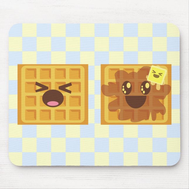 Mousepad kawaii waffles bom café da manhã! (Frente)