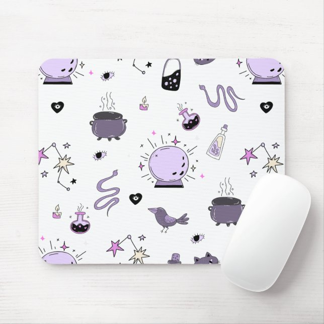Mousepad Kawaii Witchy Pattern (Com mouse)