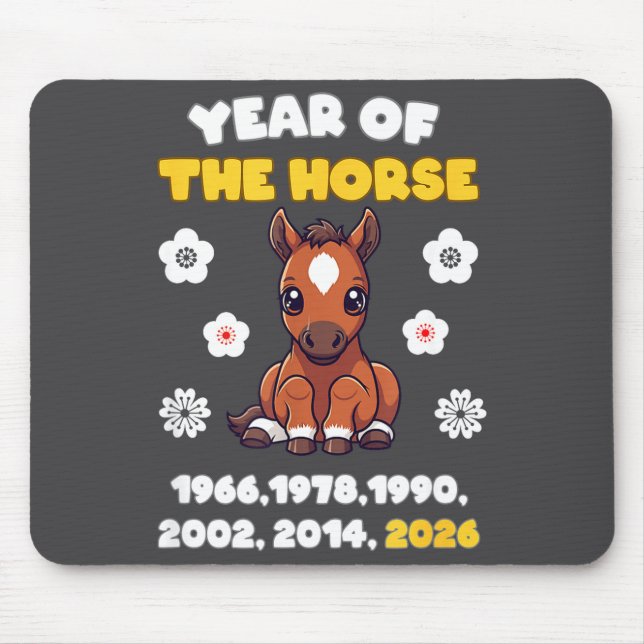 Mousepad Kawaii Year Of Horse Chinese Zodiac 2026 Animal  (Frente)