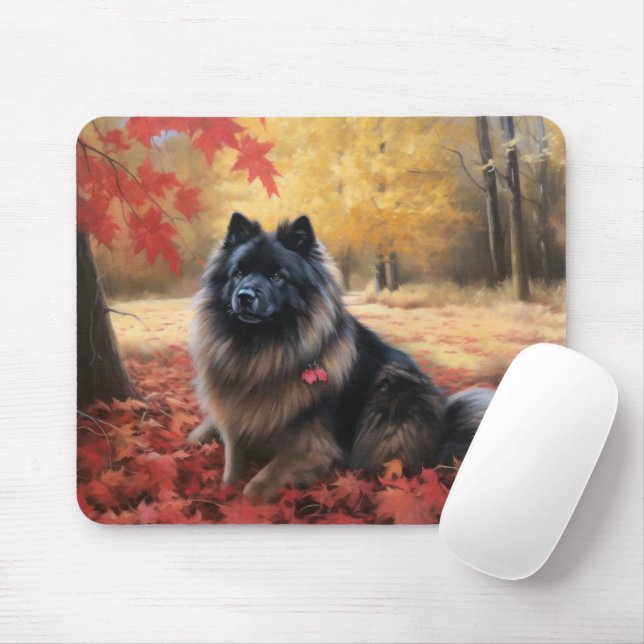 Mousepad Keeshond em Autumn Leaves Cai Inspire (Com mouse)