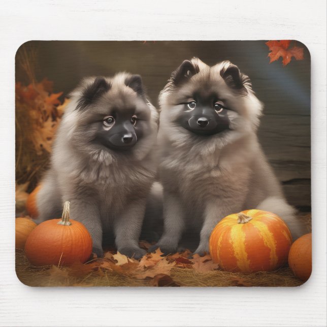 Mousepad Keeshond Puppy Autumn Delight Pumpkin (Frente)