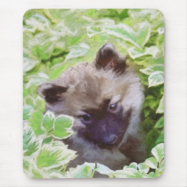 Mousepad Keeshond Puppy na Pintura Original (Frente)