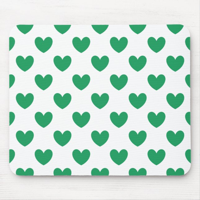 Mousepad Kelly Green Polka Hearts em branco (Frente)