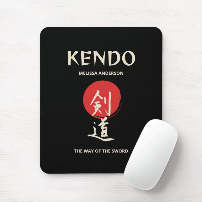 Mousepad Kendo Vintage Vermelho Preto (Com mouse)