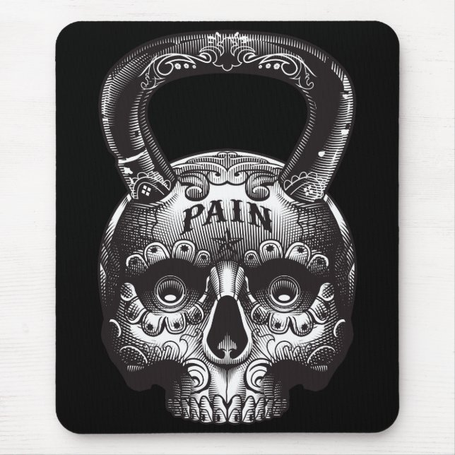 Mousepad Kettlebell Skull - Motivação do Workout Gym (Frente)