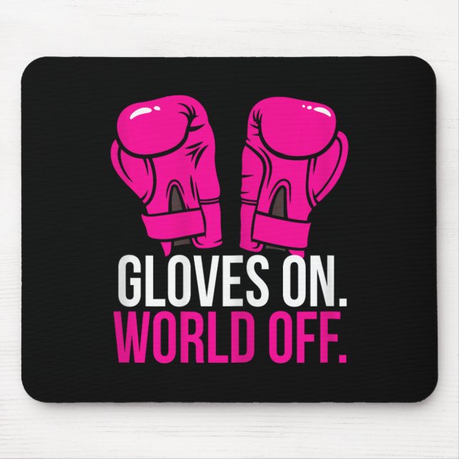 Mousepad Kickboxing Chick Kickboxer Training Gloves On Worl (Frente)