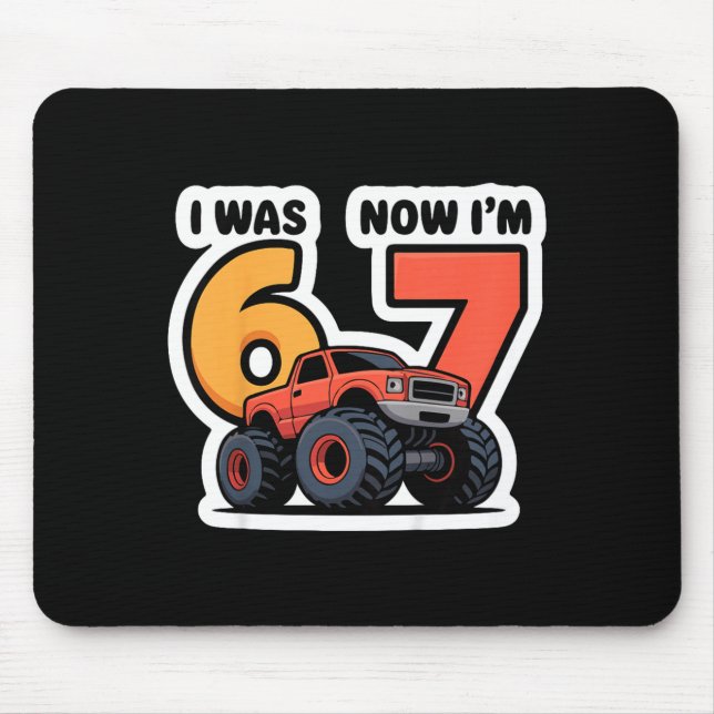 Mousepad Kids I Was 6 Now I’m 7 Monster Truck Birthday Boy  (Frente)