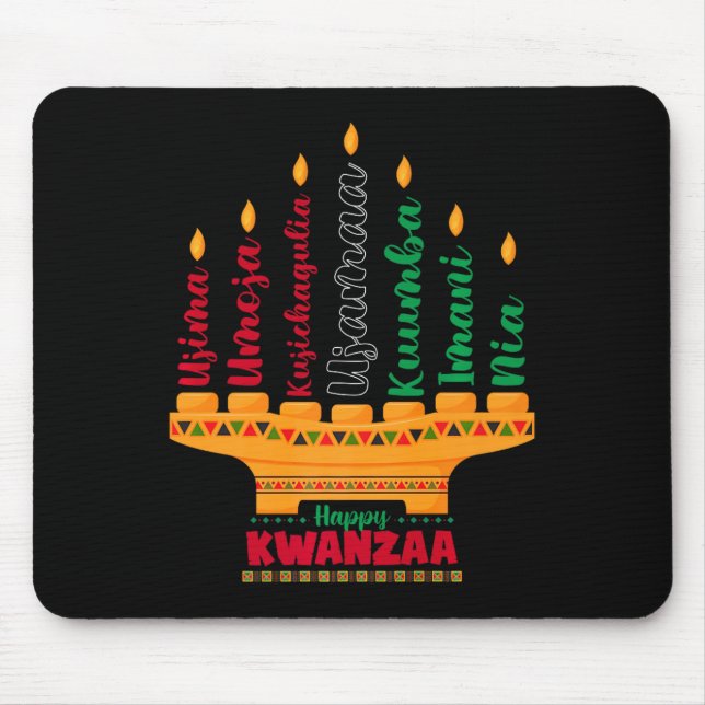 Mousepad Kinara Sete Velas Princípios De Kwanzaa Happy K (Frente)