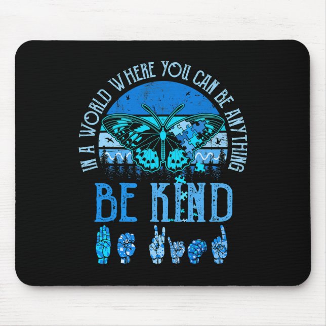 Mousepad Kind Asl Autism Consciência Inspiracional Retro Te (Frente)