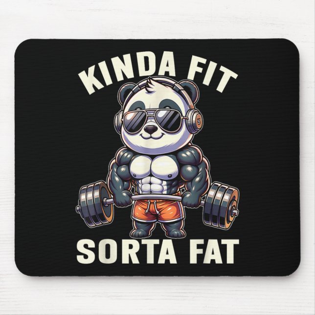 Mousepad Kinda Fit Sorta Fat - Funny Gym Bear Weightlifting (Frente)