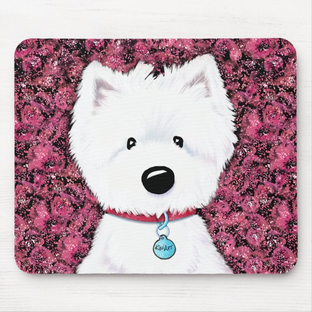 Mousepad KiniArt Westie Impressões Floral (Frente)