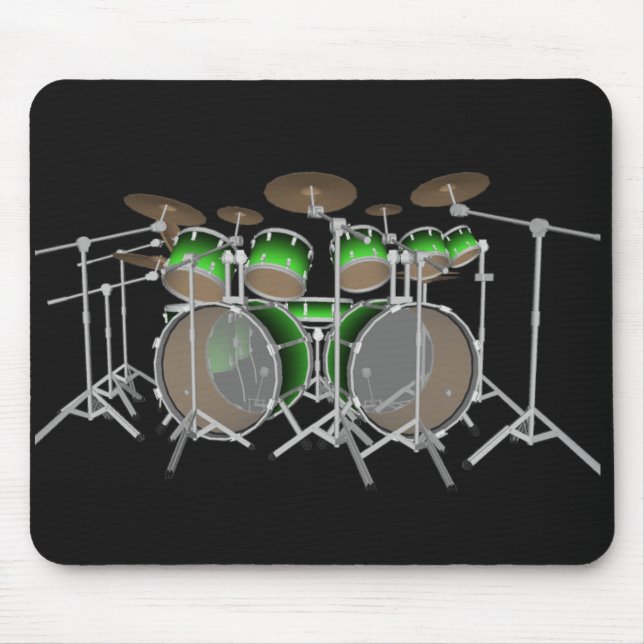Mousepad Kit de tambor de 10 peças: Gradiente verde: Bloco  (Frente)