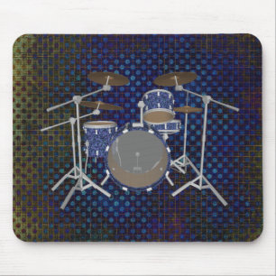Mousepad Kit De Tambor Jazz - Tambores Azuis Personalizados