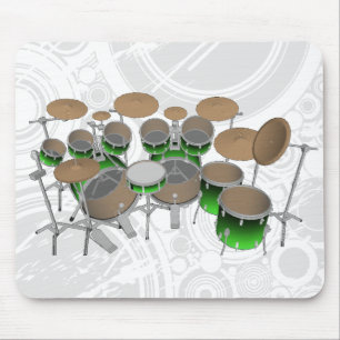 Mousepad Kit de Tambores de 10 Peças: Gradiente Verde: Mous
