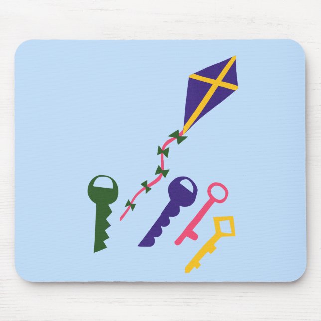 Mousepad Kite e Keys Whimsical Cartoon Art (Frente)