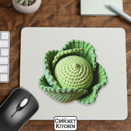 Mousepad Kitsch Modern Green Granny Garden Crochet Cabbage