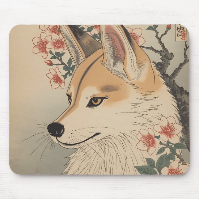 Mousepad Kitsune & cherry blossom (Frente)