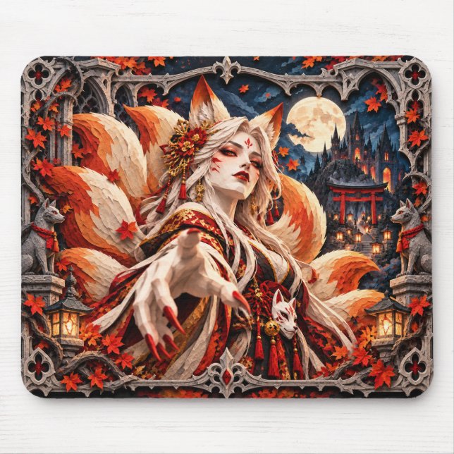 Mousepad Kitsune, Monstro de Corte de Papel (Frente)