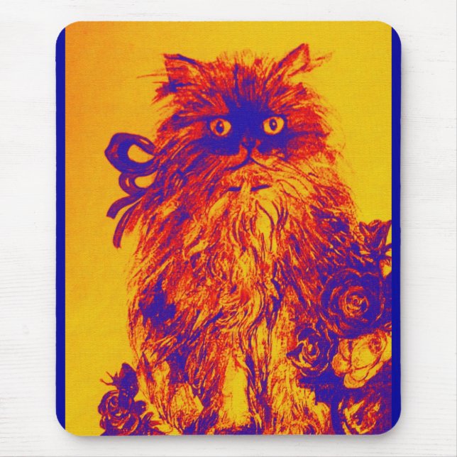 Mousepad KITTEN COM ROSAS, Cor-de-laranja Amarelo (Frente)