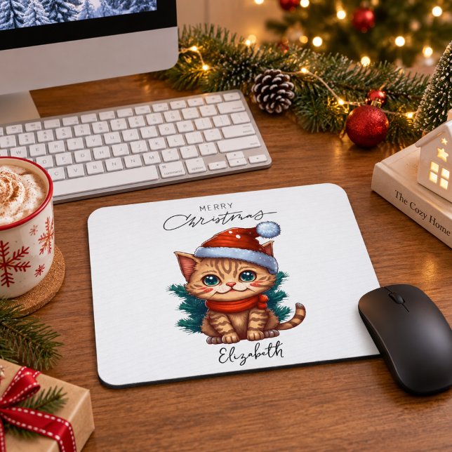 Mousepad Kitten de Natal Fofo Personalizado (Criador carregado)