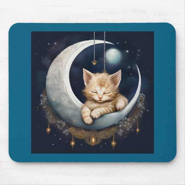 Mousepad Kitten Dormindo Em Crescent Moon Object (Frente)