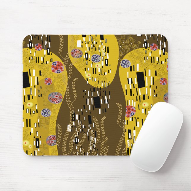 Mousepad Klimt Inspirou Dourada Arte Nouveau O Beijo (Com mouse)