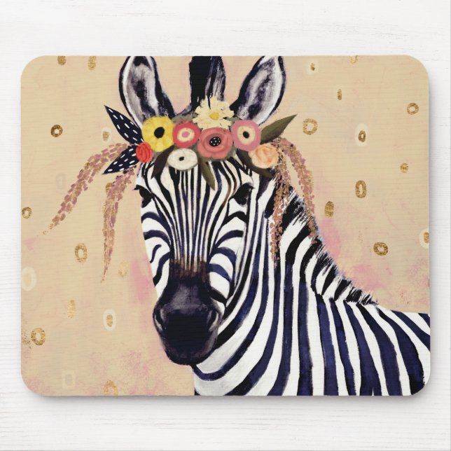 Mousepad Klimt Zebra | Adornada Em Flores (Frente)