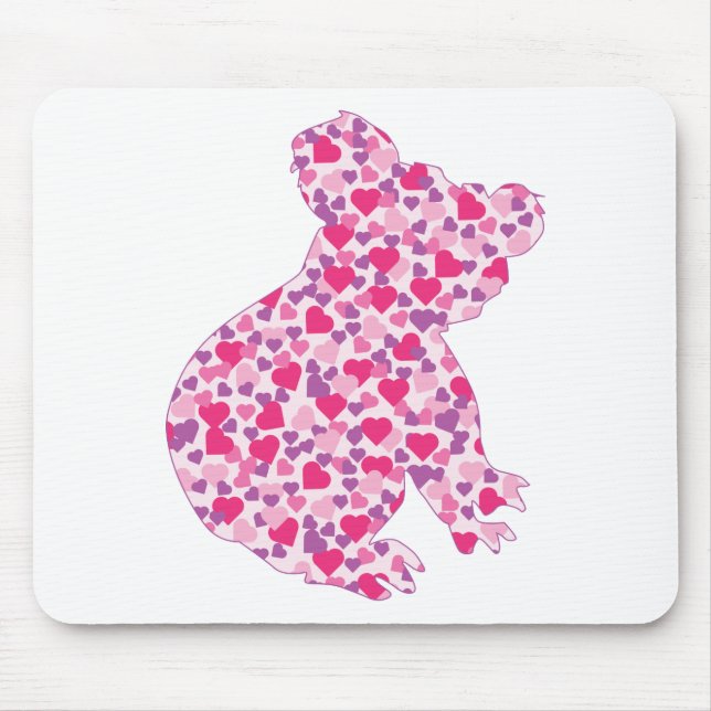 Mousepad Koala-Bear-Pink-Hearts (Frente)