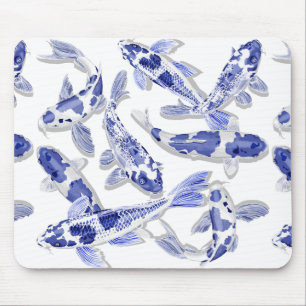 Mousepad koi azul e branco