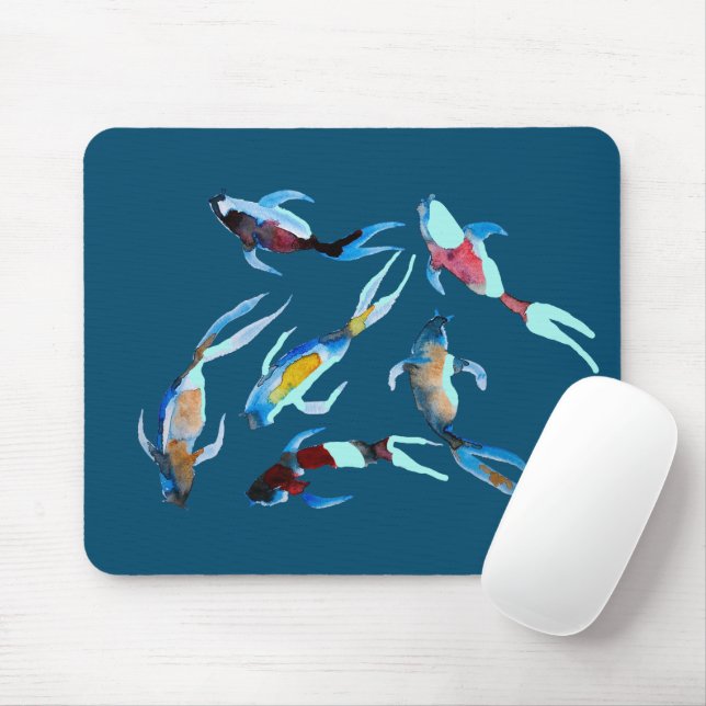 Mousepad koi Fish aquarela arte japonesa (Com mouse)