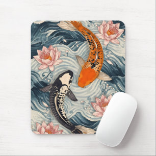 Mousepad Koi Fish Yin Yang Lotus Art