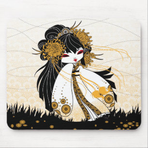 Mousepad kokeshi crisanthème