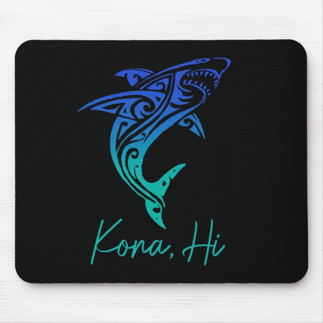Mousepad Kona Hawaii Shark Diving Fishing Surfing Surfer Ha (Frente)