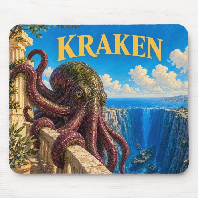 Mousepad Kraken, Monstro de Fantasia Gótica (Frente)