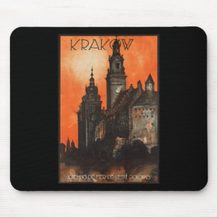 Mousepad Krakow Polônia - Poster de viagens polonês Vintage