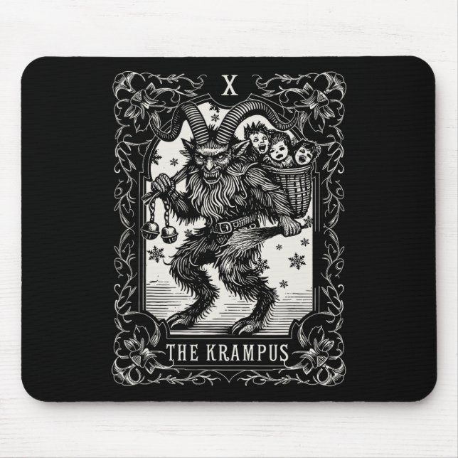 Mousepad Krampus Tarot Card Design de Natal Mau Pa (Frente)